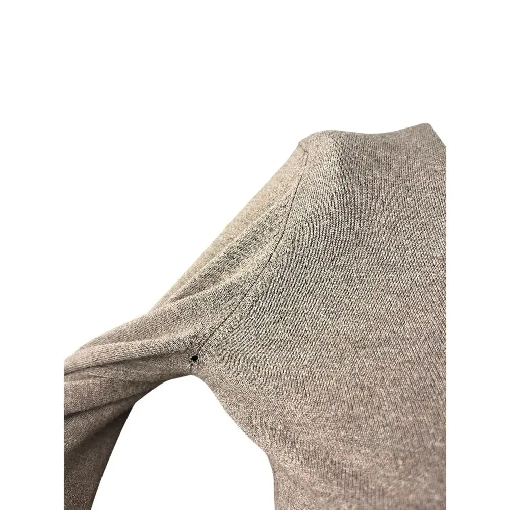 Express Women’s V-neck Long Sleeve Beige Sweater Ruched Small Brown Classic